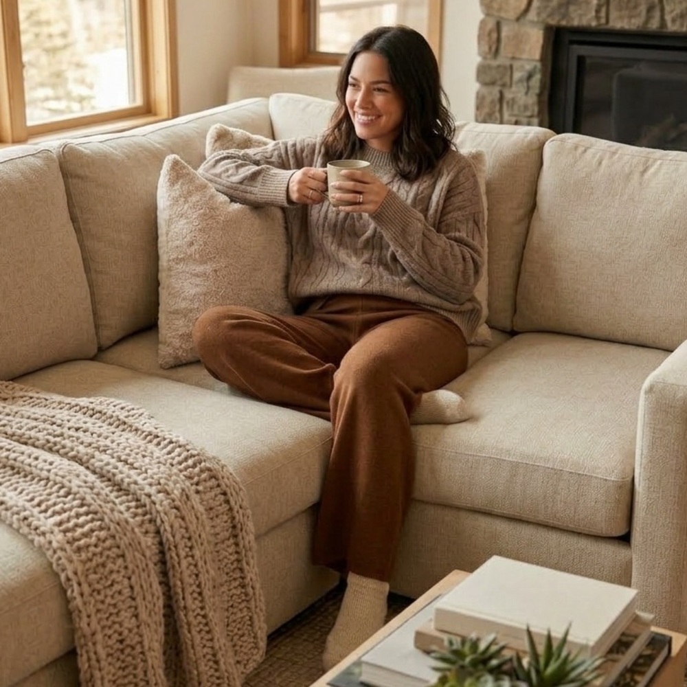 Hudson & Mark Wide Leg Women's Knit Pants in Brown